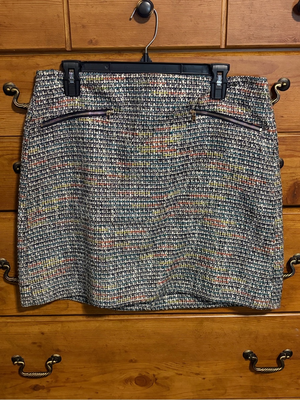 LOFT Multicolor Tweed Mini Skirt with Zip Details